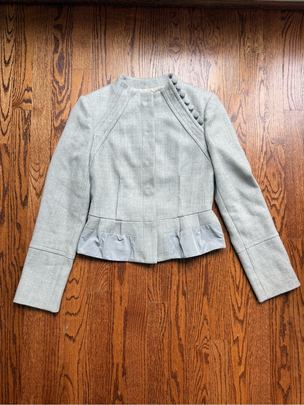 BCBG Light Gray Wool Peplum Jacket XS